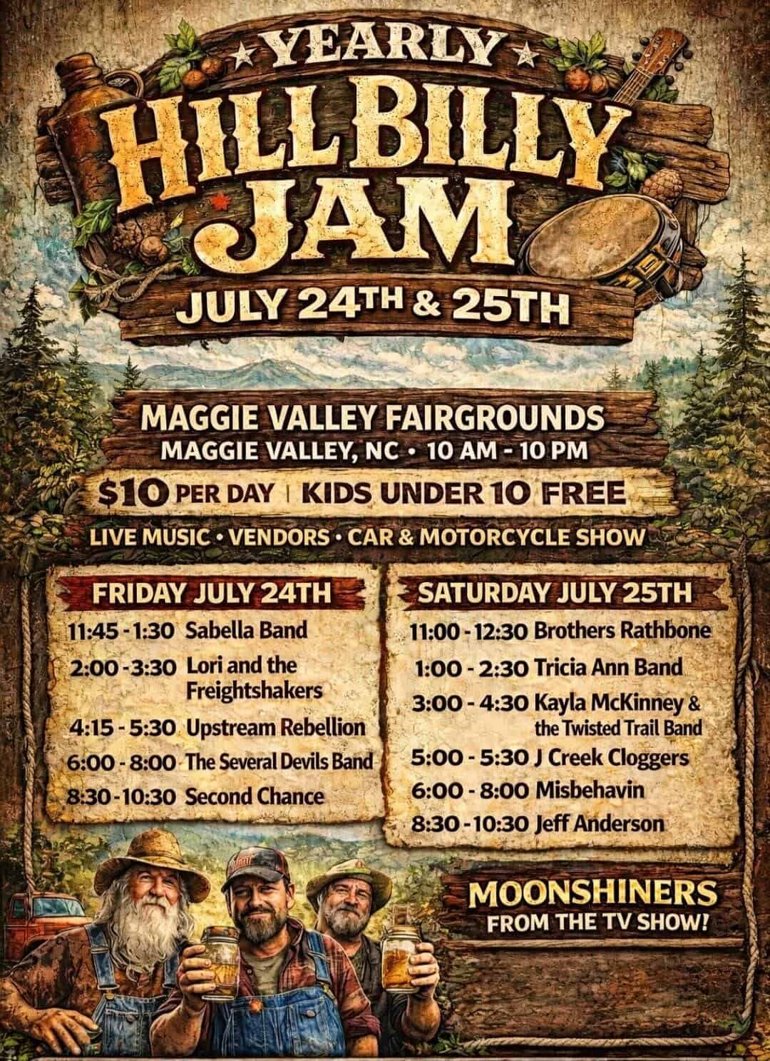 hill billy jam band line up